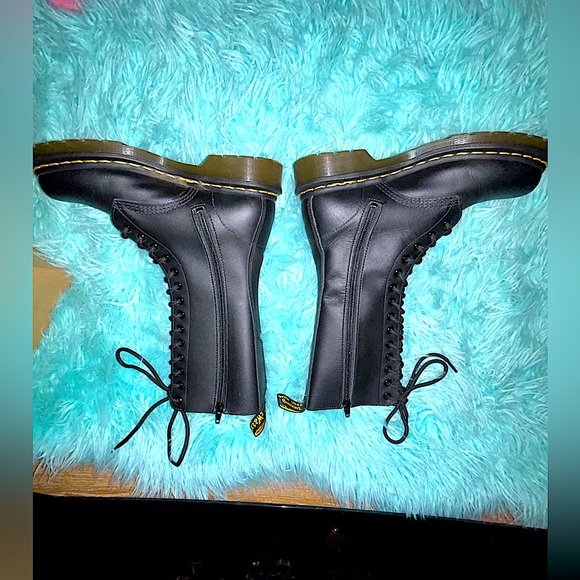 NEW DR MARTENS 1914 VONDA LEATHER Floral Mid-calf lace up AND ZIPPERED Boots! - Picture 11 of 16